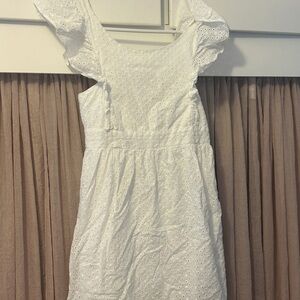White Eyelet Girls SunDress with Ruffle Sleeves